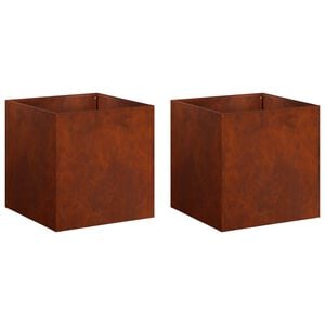 vidaXL Cache-pot de jardin 2 pc Rouill&eacute; 45 x 45 x 45 cm Acier patin&eacute;