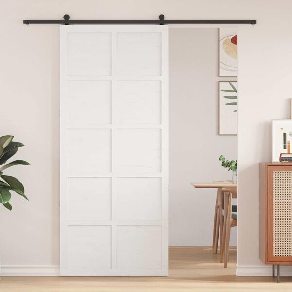 vidaXL Porte de grange Blanc 80 x 2,5 x 208 cm Bois de pin massif