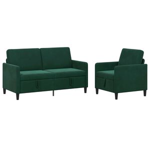 vidaXL Canap&eacute; avec rangement 2 pc Vert fonc&eacute; Polyester