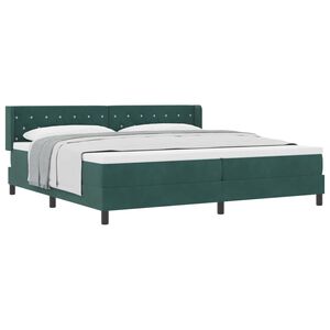 vidaXL Lit &agrave; ressorts avec matelas Vert fonc&eacute; 200 x 200 cm Velours
