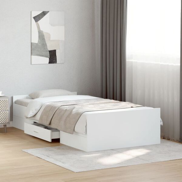 vidaXL Cadre de lit avec tiroirs sans matelas blanc 75x190 cm