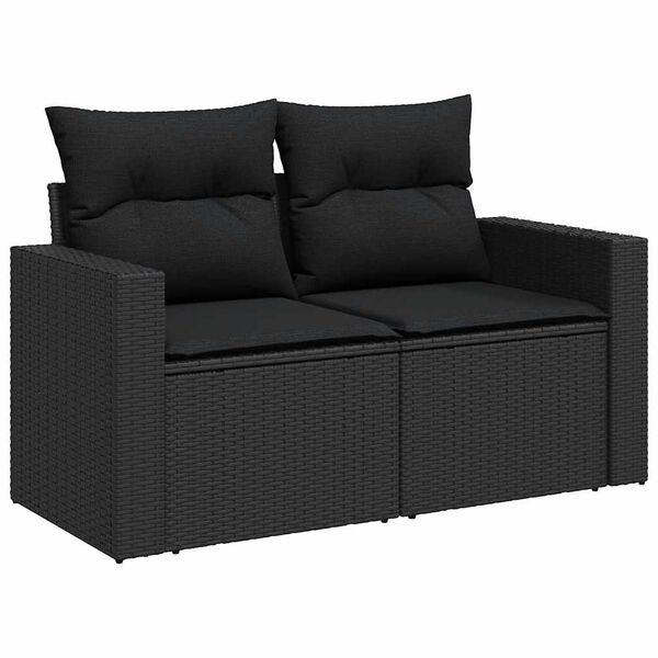 vidaXL Salon de jardin 10 pcs avec coussins noir r&eacute;sine tress&eacute;e