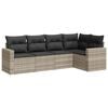 vidaXL Salon de jardin 5 pcs avec coussins gris clair r&eacute;sine tress&eacute;e