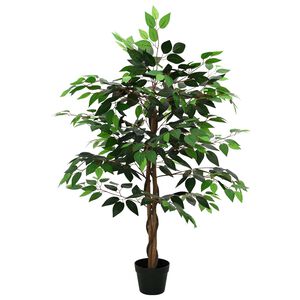 vidaXL Plante Ficus artificielle Vert 90 x 16 x 110 cm Tissu et bois