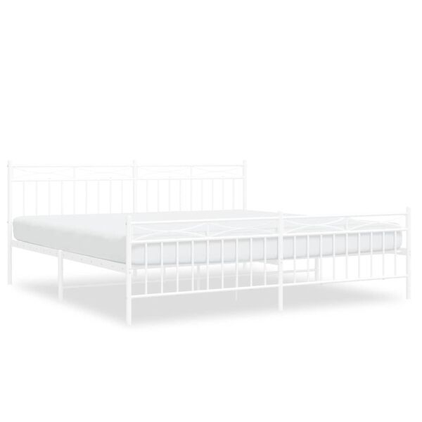 vidaXL Cadre de lit métal sans matelas et pied de lit blanc 193x203 cm