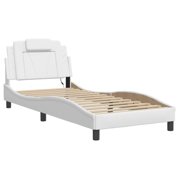 vidaXL Cadre de lit Viana avec LED sans matelas blanc 90x190 cm