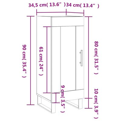 vidaXL Buffet Chêne fumé 34,5x34x90 cm Bois d'ingénierie