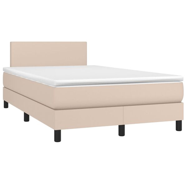 vidaXL Sommier &agrave; lattes de lit avec matelas LED Cappuccino 120x200 cm