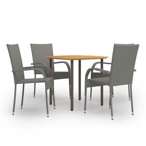 vidaXL Ensemble &agrave; manger de jardin 5 pcs R&eacute;sine tress&eacute;e Gris