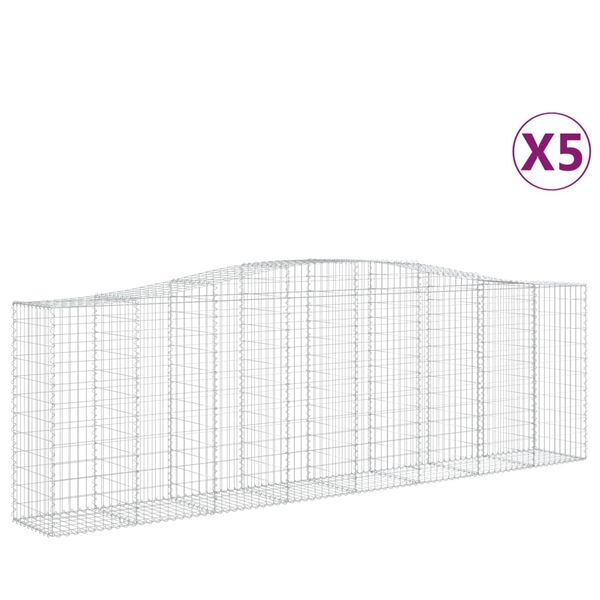 vidaXL Paniers &agrave; gabions arqu&eacute;s 5 pcs 400x50x120/140 cm Fer galvanis&eacute;