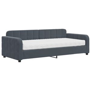vidaXL Lit de jour avec matelas gris fonc&eacute; 90x200 cm velours