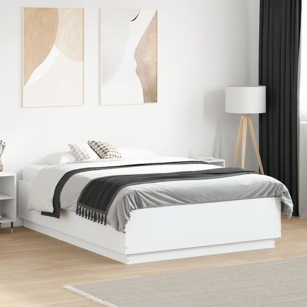 vidaXL Cadre de lit sans matelas blanc 135x190 cm