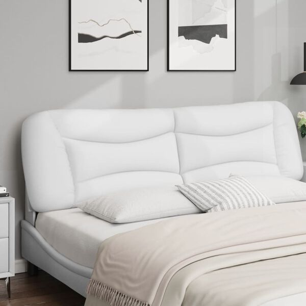 vidaXL Coussin de t&ecirc;te de lit Hvar blanc 193 cm similicuir