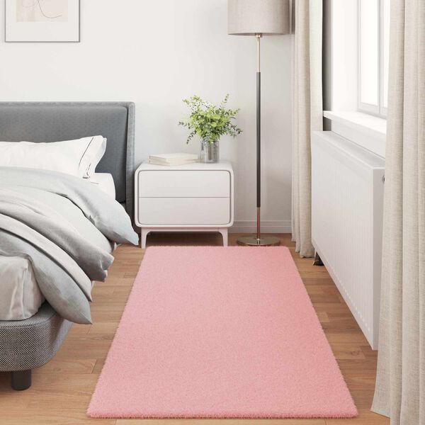 vidaXL Tapis en Fourrure Synthétique de Lapin Olite Rose 100 x 200 cm