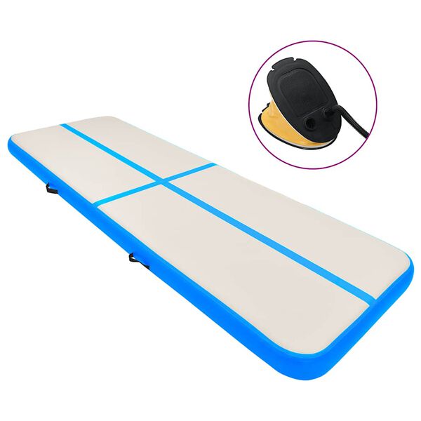 vidaXL Tapis gonflable de gymnastique avec pompe 500x100x15cm PVC Bleu