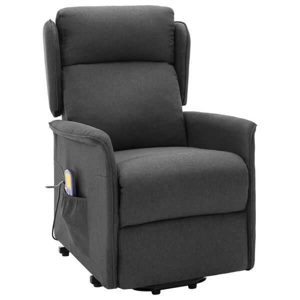 vidaXL Fauteuil de massage inclinable Gris fonc&eacute; Tissu