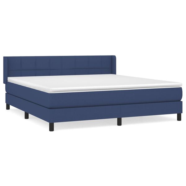 vidaXL Sommier &agrave; lattes de lit avec matelas Bleu 180x200 cm Tissu