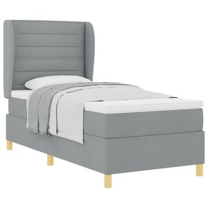 vidaXL Lit &agrave; ressorts avec matelas gris fonc&eacute; 90x190 cm Gris clair