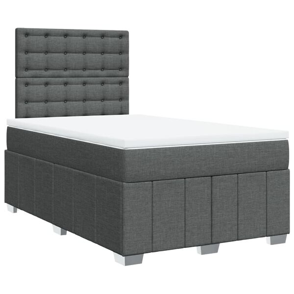 vidaXL Sommier &agrave; lattes de lit avec matelas gris fonc&eacute; 120x190cm tissu