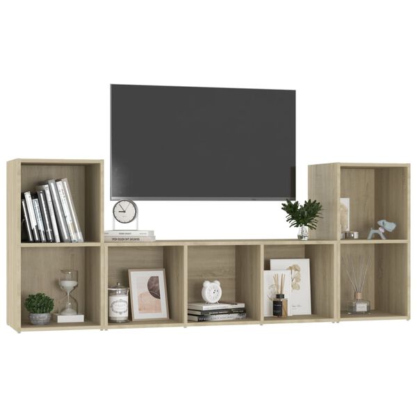 vidaXL Ensemble de meubles TV 3 pcs Ch&ecirc;ne sonoma Bois d'ing&eacute;nierie