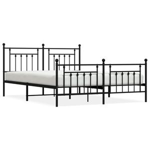 vidaXL Cadre de lit m&eacute;tal sans matelas avec pied de lit noir 180x200cm