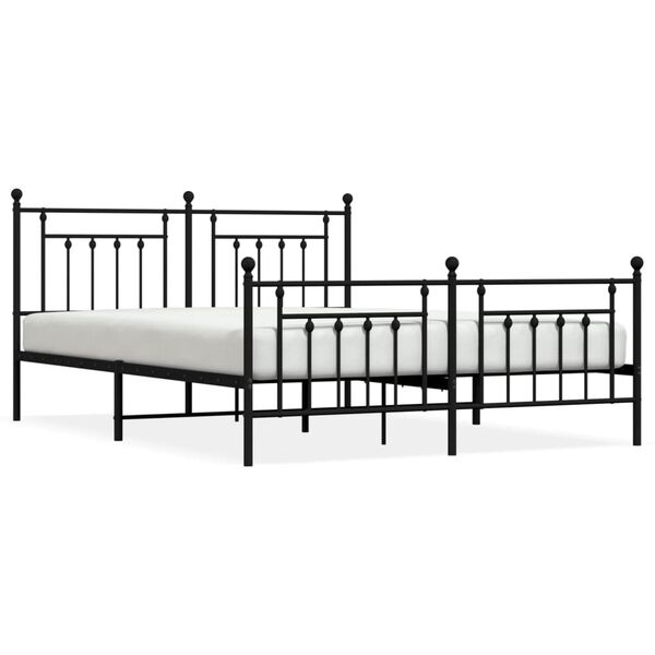 vidaXL Cadre de lit métal sans matelas avec pied de lit noir 180x200cm