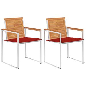 vidaXL Chaises de jardin avec coussins lot de 2 Acacia solide et acier
