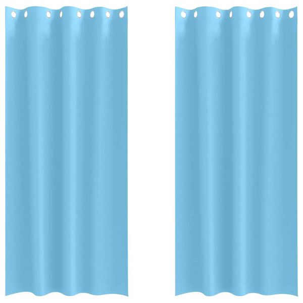 vidaXL Rideaux occultants avec anneaux 2 pcs Bleu clair 245 x 140 cm