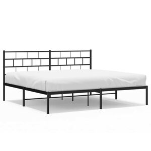vidaXL Cadre de lit m&eacute;tal sans matelas avec t&ecirc;te de lit noir 193x203cm