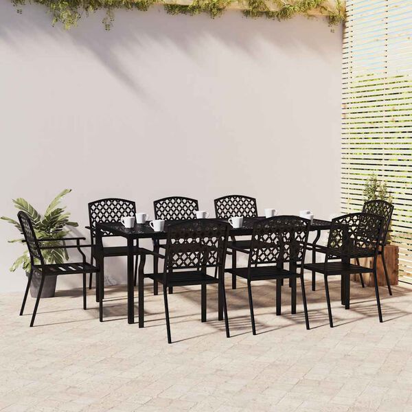 vidaXL Ensemble &agrave; manger de jardin 9 pcs anthracite acier