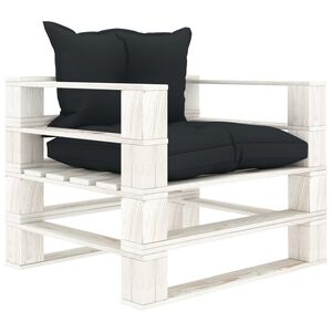 vidaXL Canap&eacute; palette de jardin avec coussins anthracite Bois
