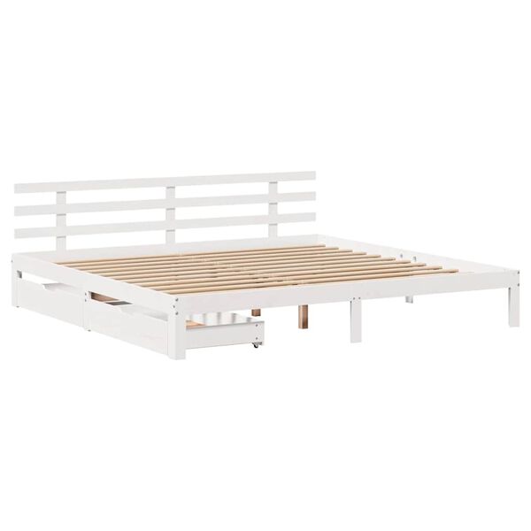 vidaXL Cadre de lit avec tiroirs sans matelas blanc 200x200 cm