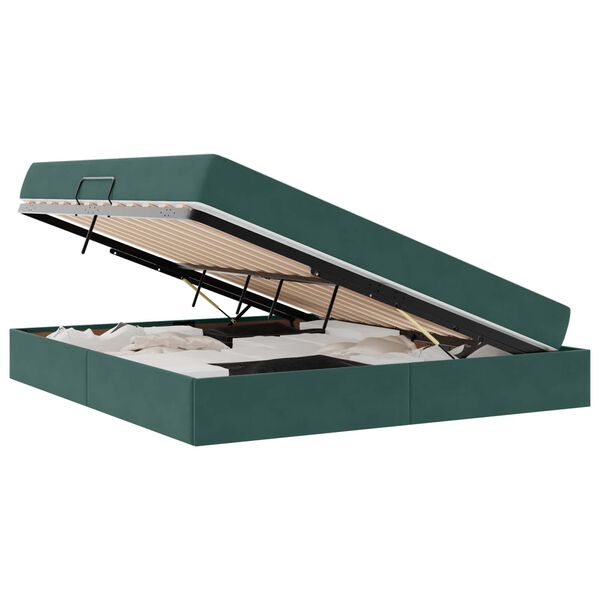 vidaXL Lit avec rangement et matelas Vert fonc&eacute; 180 x 200 cm Velours