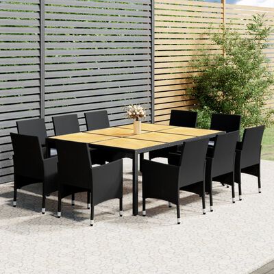 vidaXL Ensemble à dîner de jardin 11 pcs Résine tressée Noir