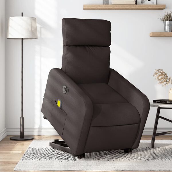 vidaXL Fauteuil inclinable de massage &eacute;lectrique Marron fonc&eacute; Tissu