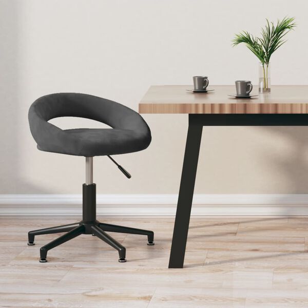 vidaXL Chaise pivotante de bureau Gris fonc&eacute; Velours