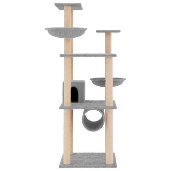 vidaXL Arbre &agrave; chat avec griffoirs en sisal gris clair 141 cm
