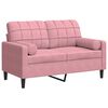 vidaXL Canap&eacute; 2 places avec oreillers d&eacute;coratifs rose 120 cm velours