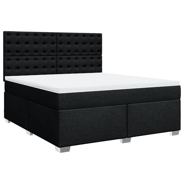 vidaXL Sommier &agrave; lattes de lit avec matelas Noir 180x200 cm Tissu