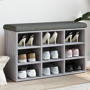 vidaXL Banc &agrave; chaussures sonoma gris 82x32x50 cm bois d'ing&eacute;nierie