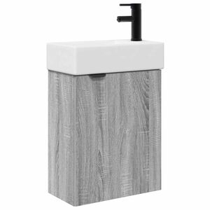 vidaXL Meuble de salle de bain avec robinet Sonoma gris
