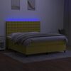 vidaXL Sommier &agrave; lattes de lit et matelas et LED Vert 160x200 cm Tissu