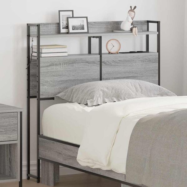 vidaXL T&ecirc;te de lit de rangement Sonoma gris 90 cm Bois d'ing&eacute;nierie