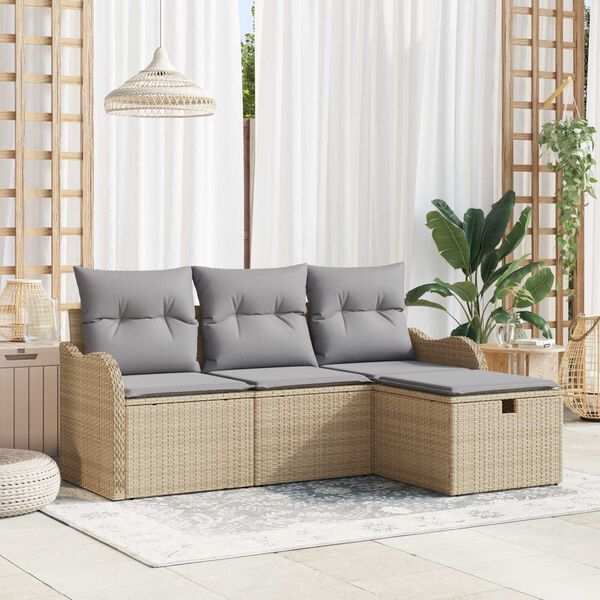 vidaXL Ensemble de canap&eacute; de jardin 4 pcs Beige et Gris clair