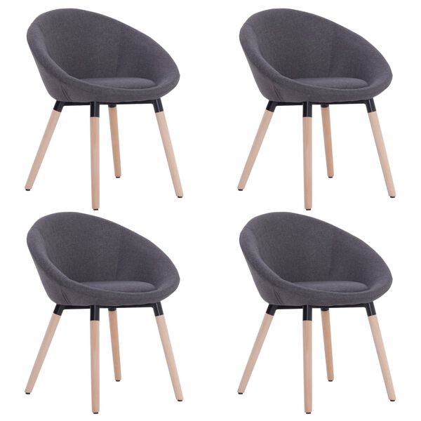 vidaXL Chaises &agrave; manger lot de 4 gris fonc&eacute; tissu