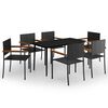 vidaXL Ensemble &agrave; manger de jardin 7 pcs Noir