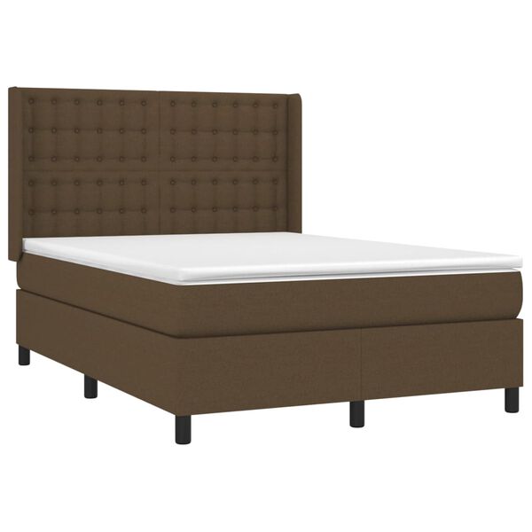 vidaXL Sommier &agrave; lattes de lit matelas et LED Marron fonc&eacute; 140x190 cm