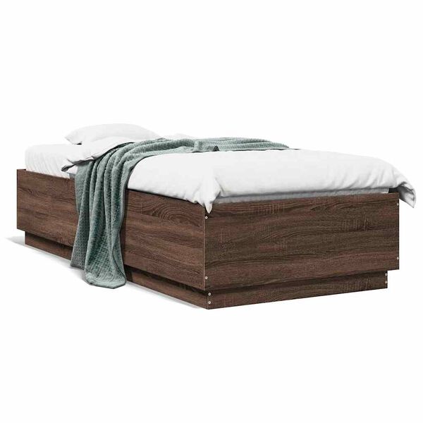vidaXL Cadre de lit sans matelas ch&ecirc;ne marron 100x200 cm