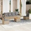 vidaXL Salon de jardin avec coussins 7pcs m&eacute;lange beige r&eacute;sine tress&eacute;e