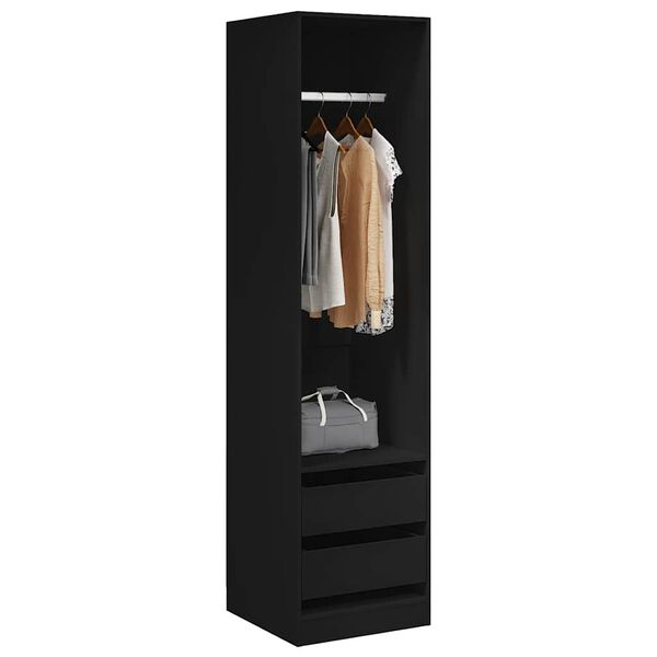 vidaXL Garde-robe avec tiroirs Noir 50x50x200 cm Bois d'ing&eacute;nierie